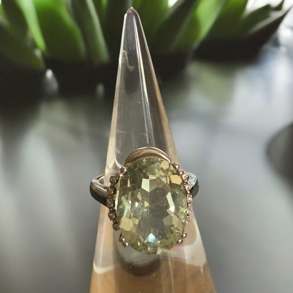 Prasiolite Natural Rare Quartz Sterling Silver Woman’s Ring Jewelry Translucent - Picture 6 of 9